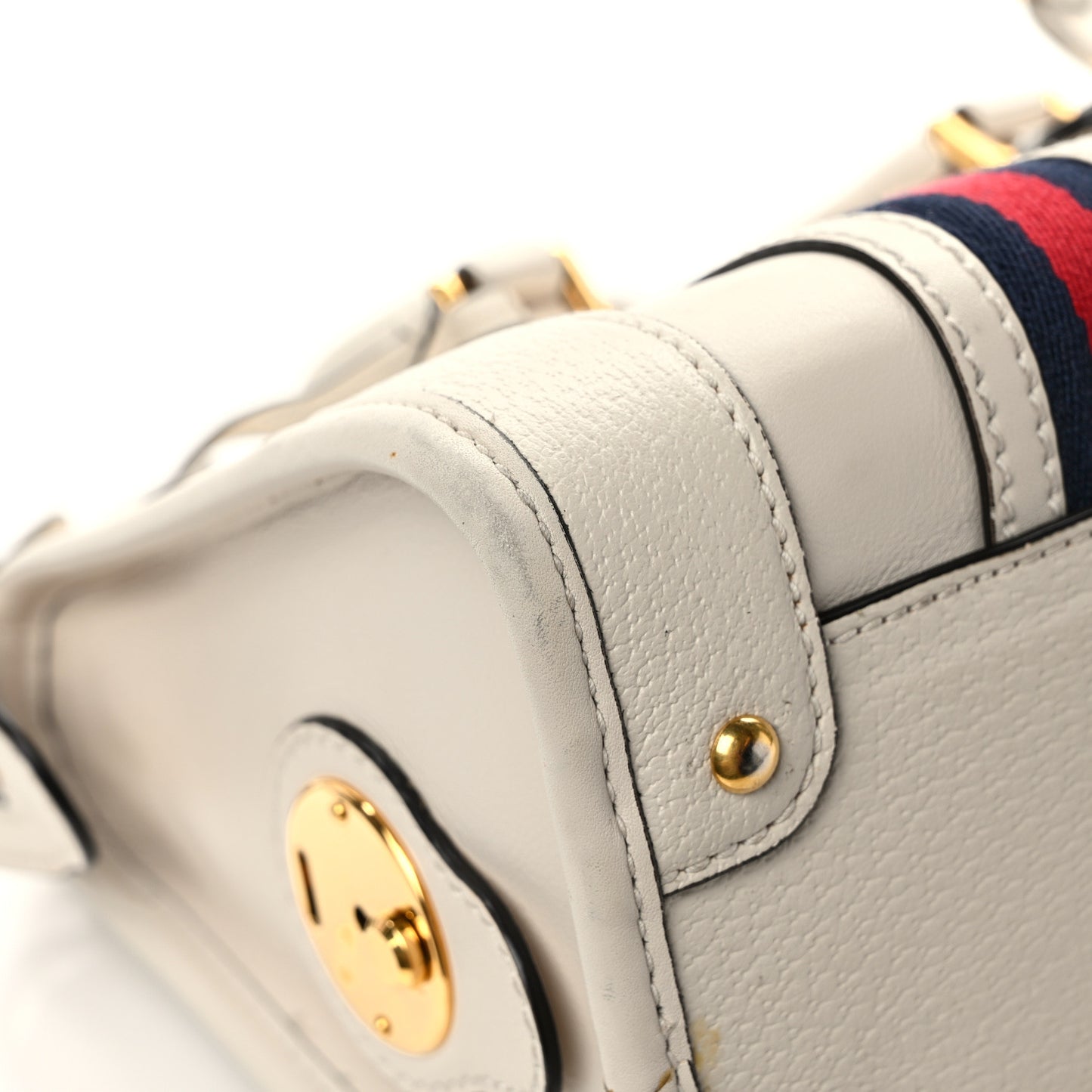 Koi Calfskin Small Bauletto Duffle Top Handle Bag Mystic White