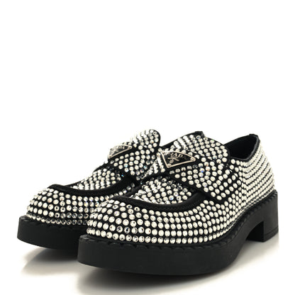 Prada Satin Crystal Metal Triangle Logo 50mm Loafers 38 Cristal 3 of 9