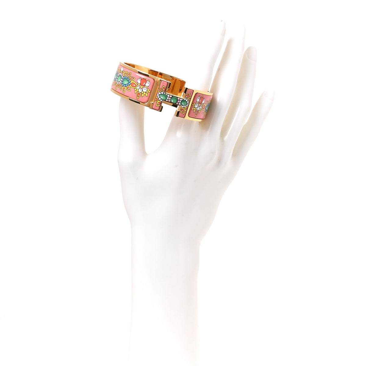 Hermes Enamel Printed Wide Parures Des Maharajas Clic Clac H Bracelet GM Tropique 2 of 4