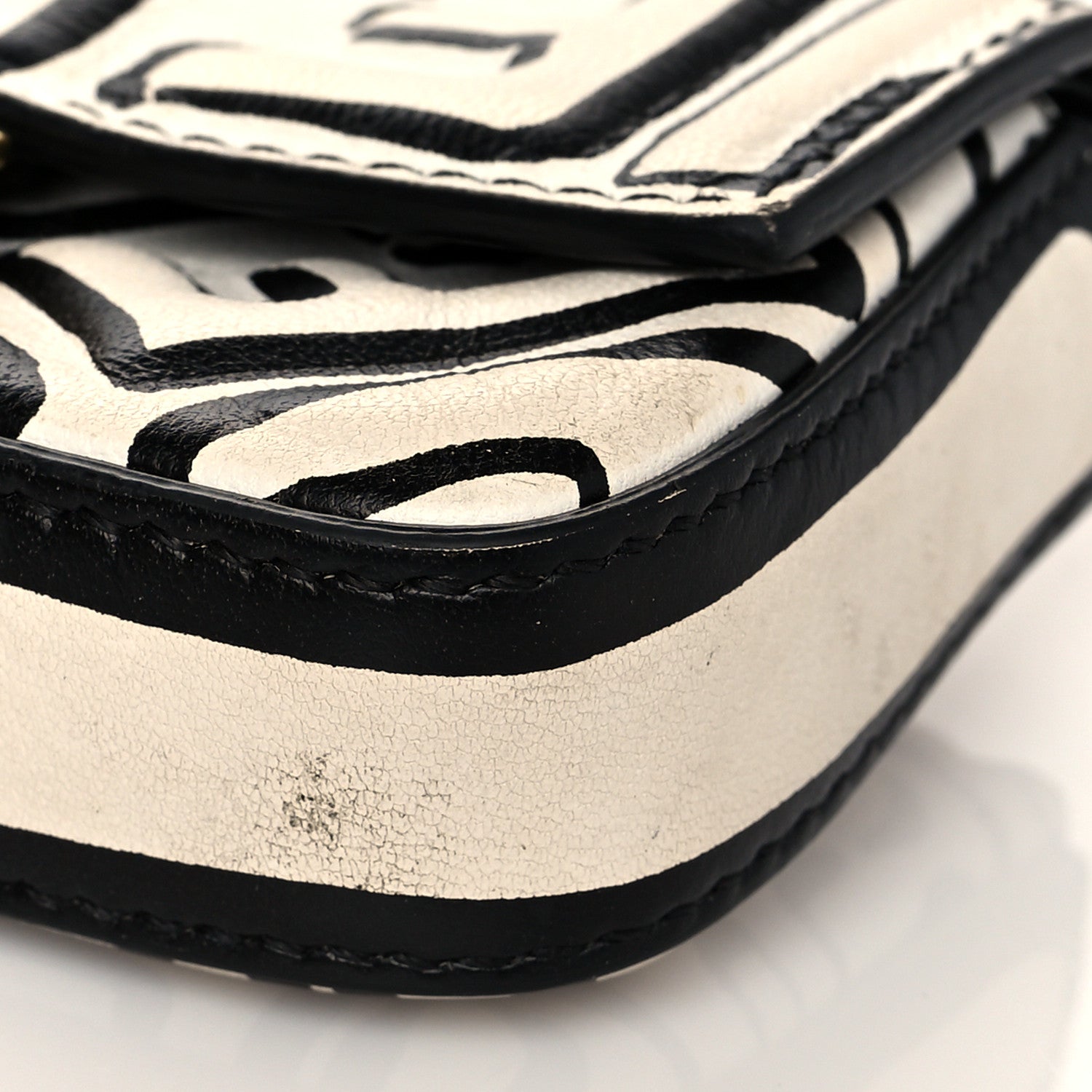 Fendi X JOSHUA VIDES Nappa Vitello King FF Embossed Nano Baguette Charm White Black 8 of 10