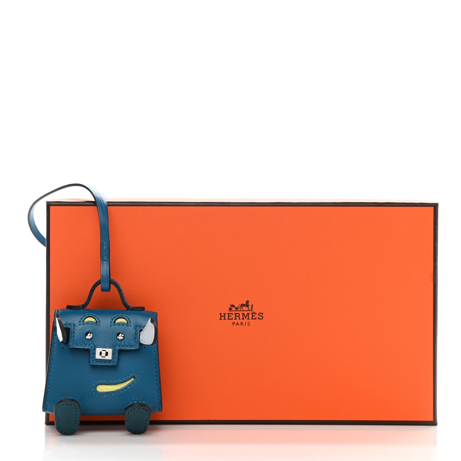 Hermes Tadelakt Chevre Mysore Kelly Quelle Idole Bag Charm Bleu Izmir Jaune Bourgeon Bleu Brume Vert Bosphore 5 of 5