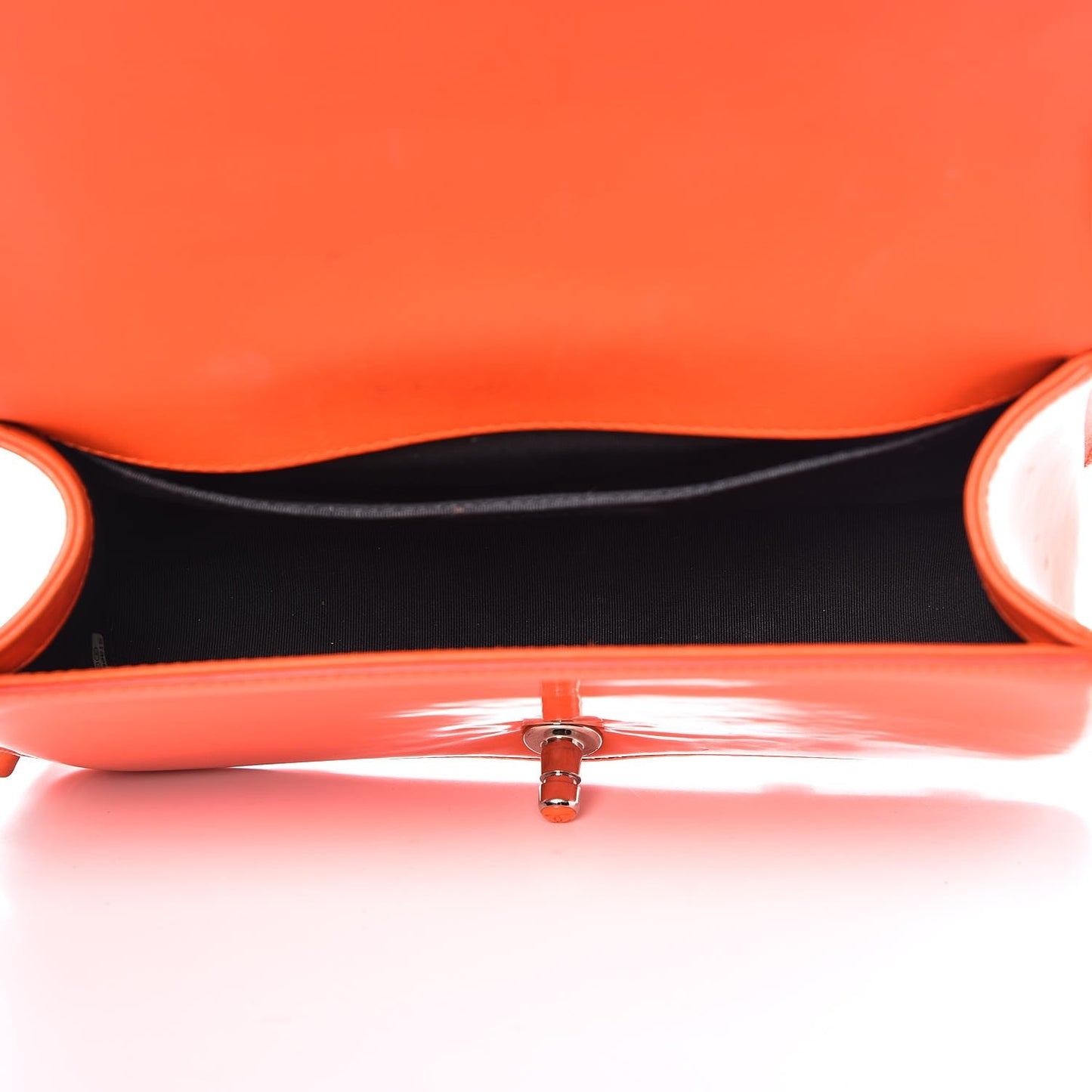Patent Quilted Medium Plexiglass Boy Flap Orange