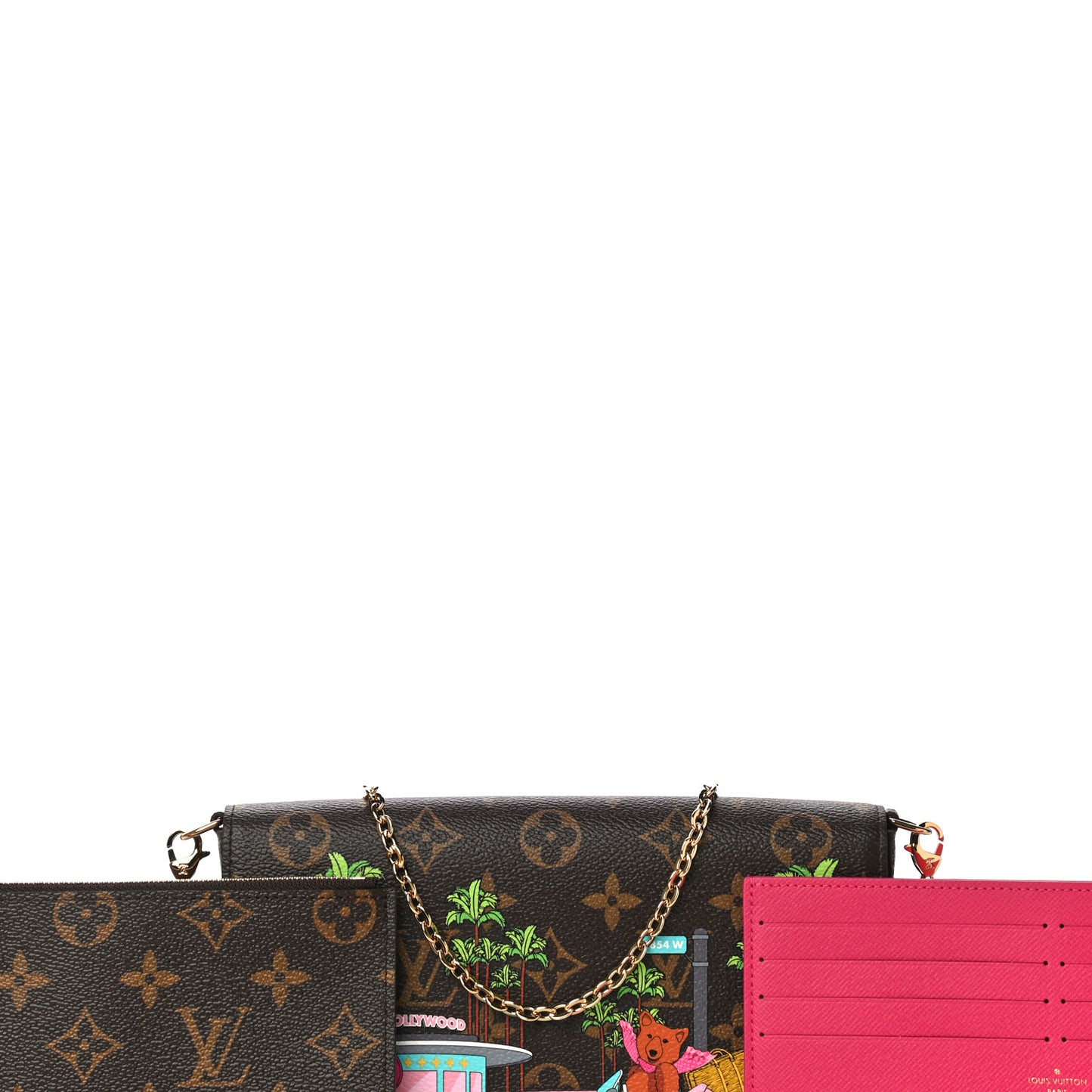 Monogram 2021 Christmas Animation Hollywood Pochette Felicie Chain Wallet Fuchsia