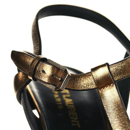 Saint Laurent Metallic Calfskin Tribute 105 Sandals 39 Dark Gold 8 of 11