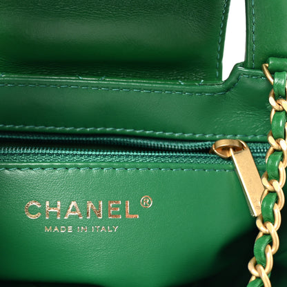 Chanel Shiny Aged Calfskin Quilted Nano Kelly Shopper Green 6 of 10