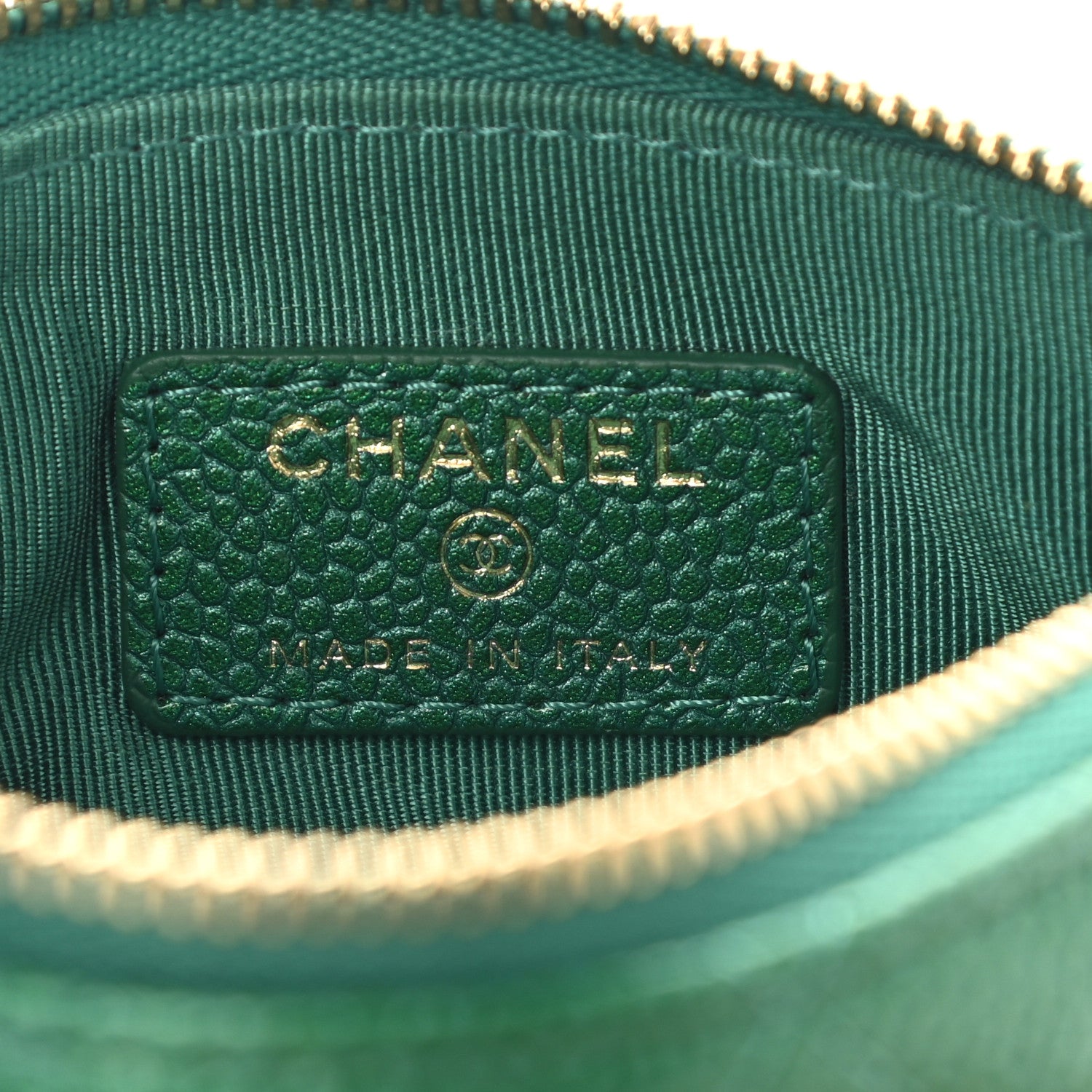Chanel Metallic Caviar Quilted Small Cosmetic Case Green 6 of 8