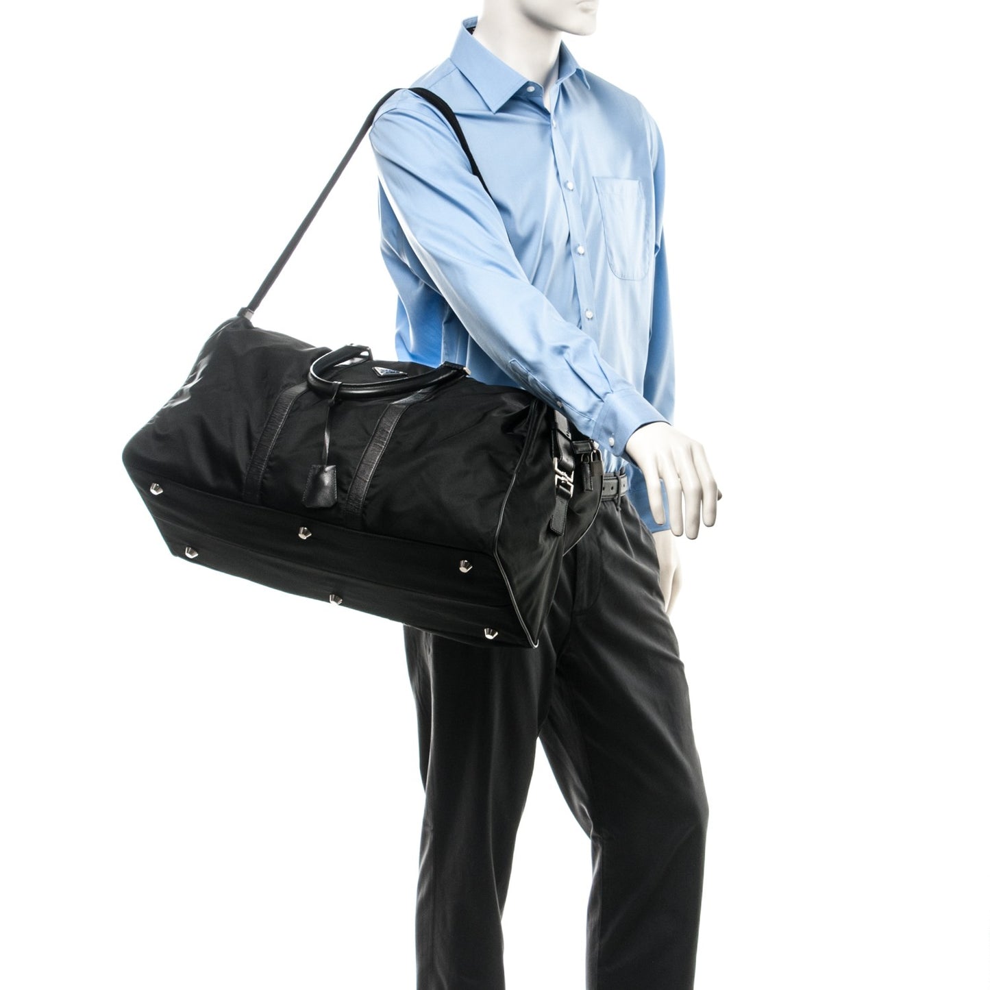 Tessuto Nylon Saffiano Duffel Bag Black