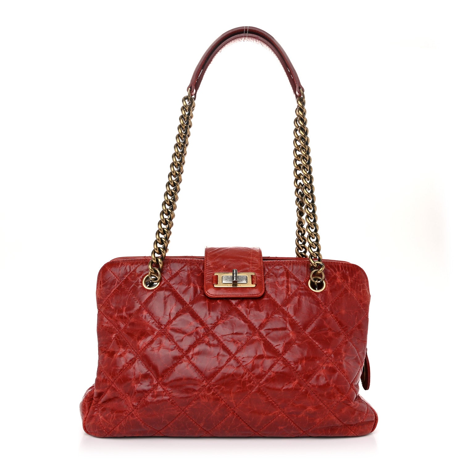 Chanel Glazed Crackled Calfskin Small Reissue Tote Red 1 of 11
