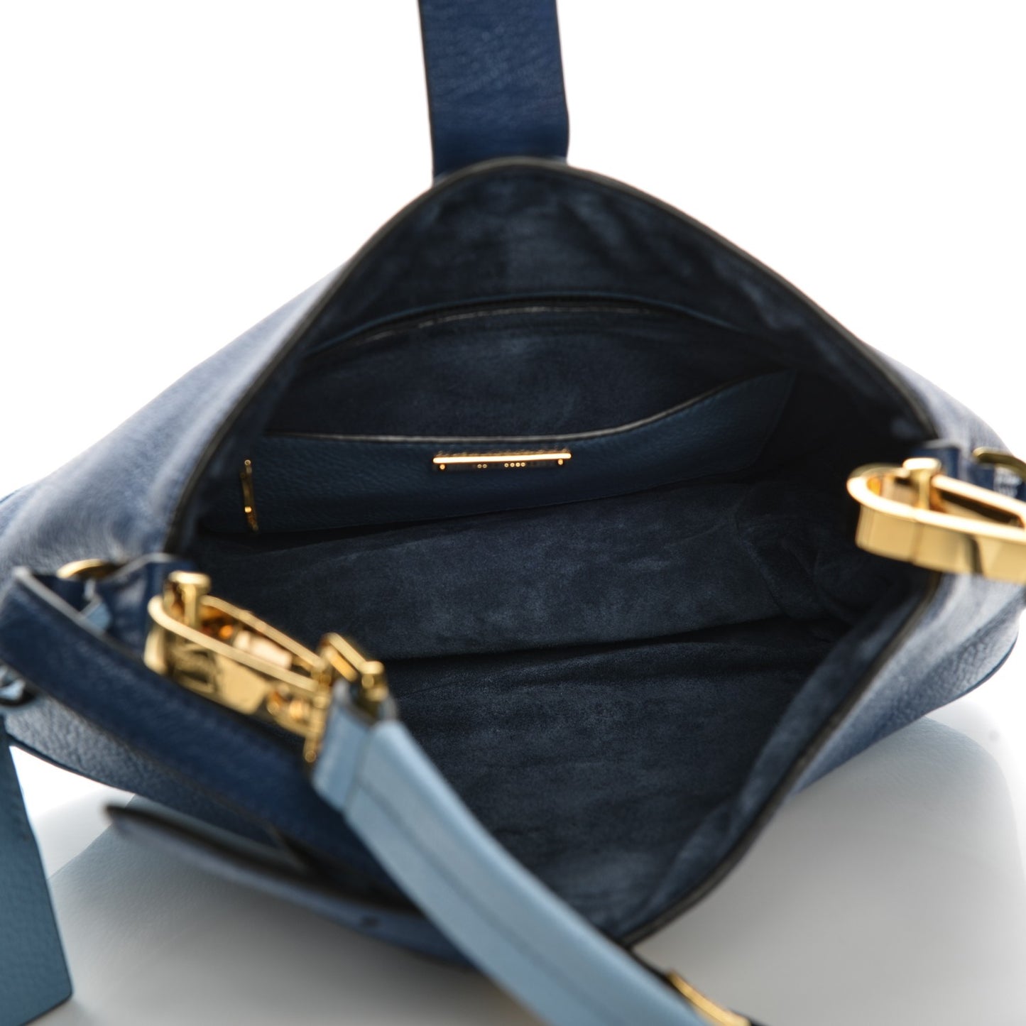 Goatskin Madras Bi-Color Shoulder Bag Cobalto Astrale