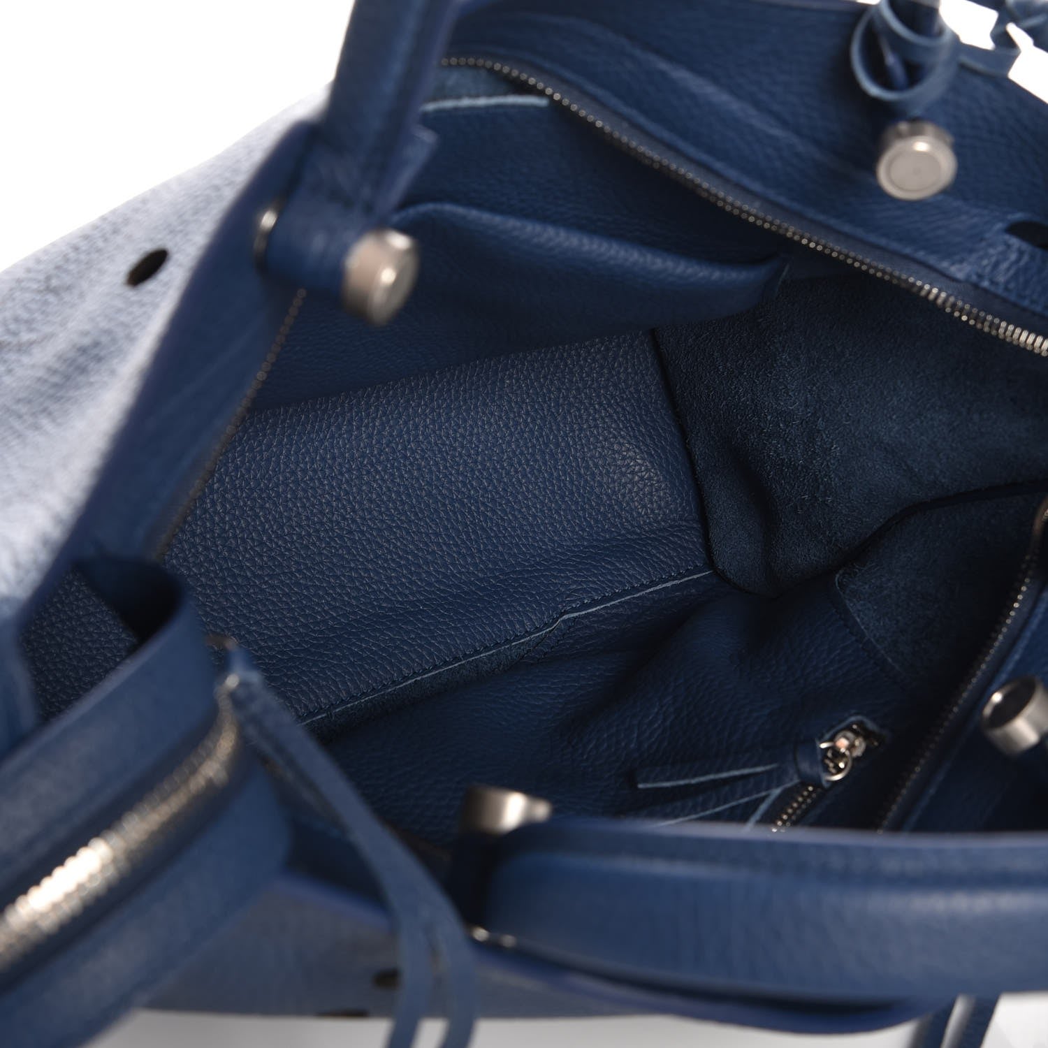 Balenciaga Veau Grana Perforated Blackout Hardware City Bleu Tanzanite 6 of 8