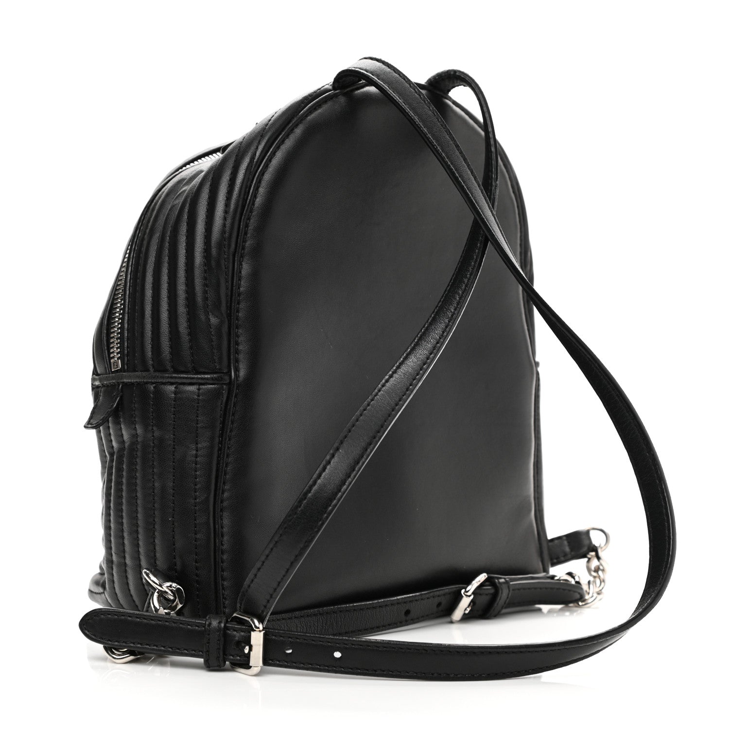 Fendi Shiny Nappa Trapuntata Mini Backpack Black 3 of 11