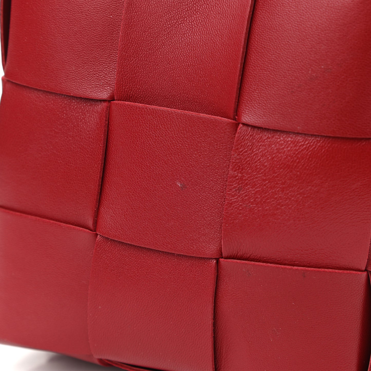 Lambskin Intreccio Small Crossbody Bucket Bag Dark Red