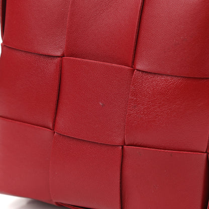 Bottega Veneta Lambskin Intreccio Small Crossbody Bucket Bag Dark Red 9 of 9