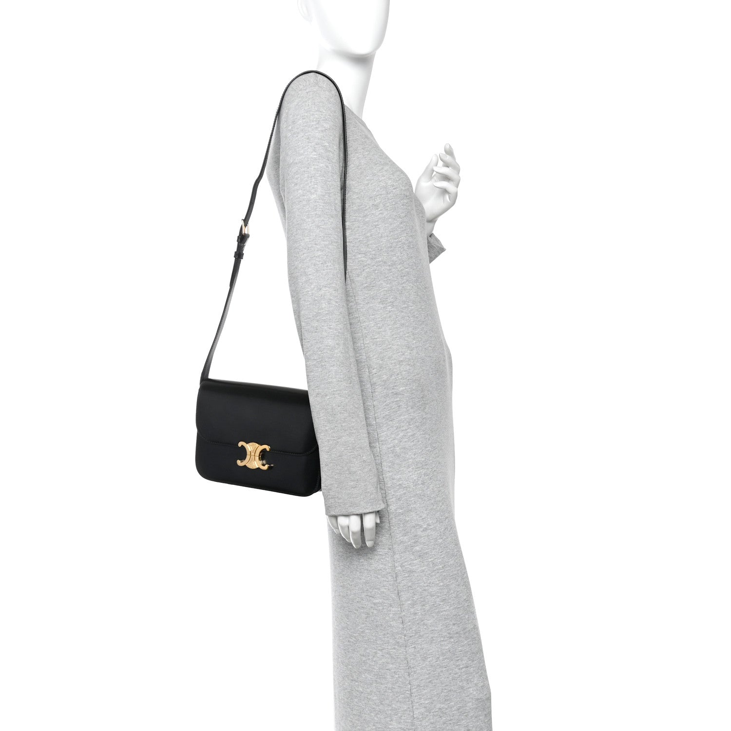 Celine Shiny Calfskin Medium Triomphe Black 2 of 10