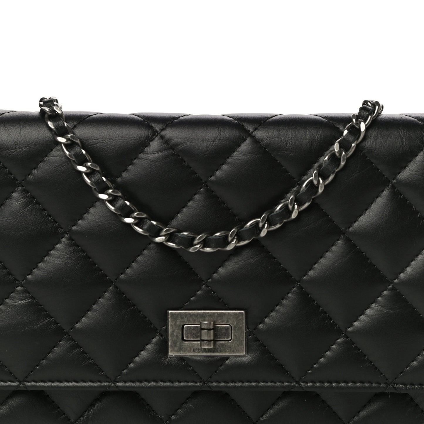 Aged Calfskin Quilted Reissue Wallet On Chain WOC Black