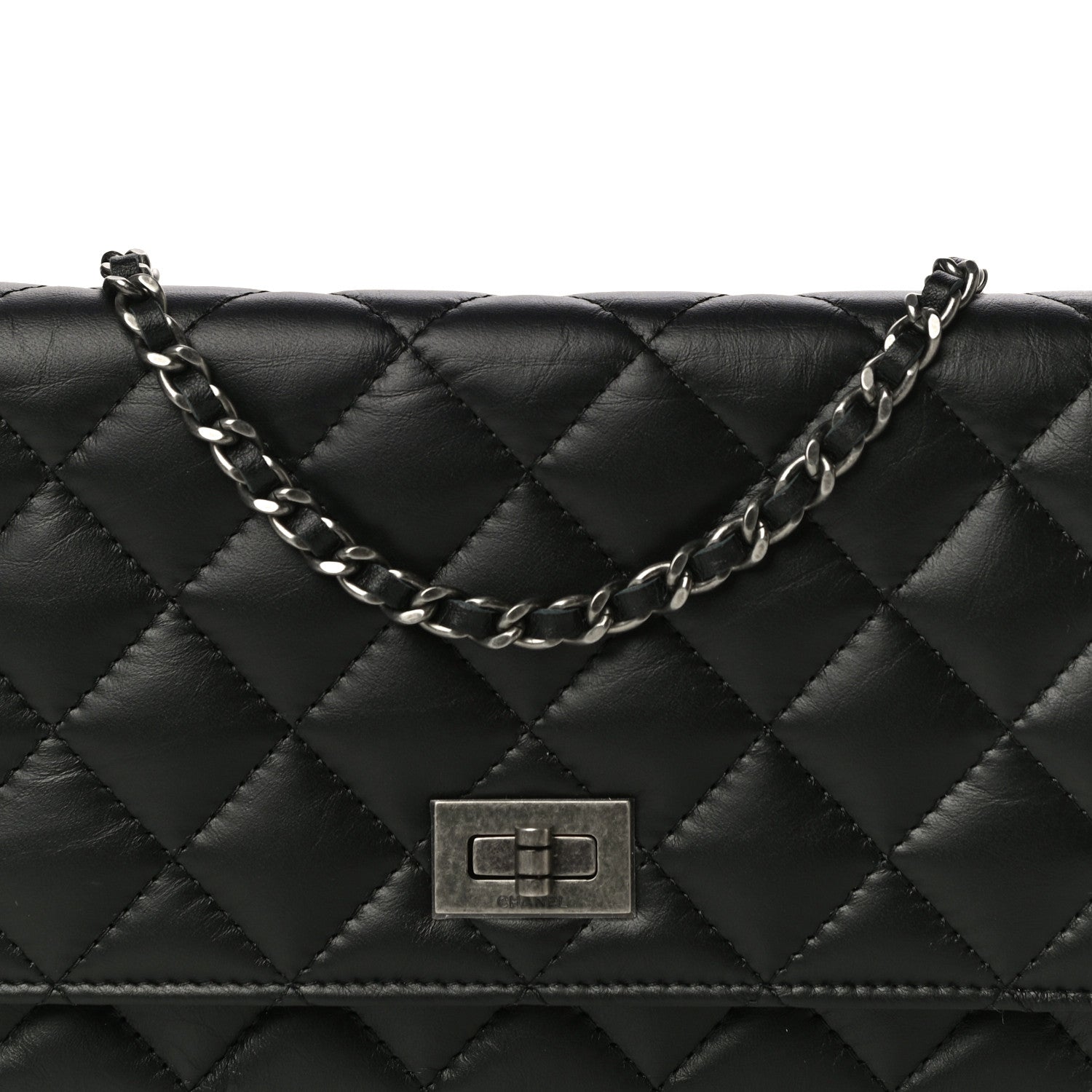 Chanel Aged Calfskin Quilted Reissue Wallet On Chain WOC Black 9 of 13