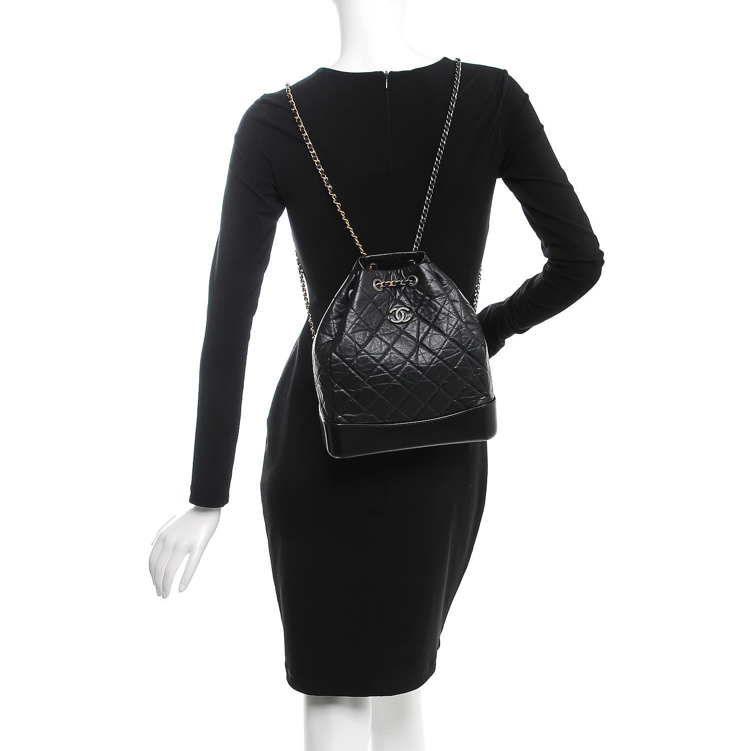 Chanel Aged Calfskin Quilted Small Gabrielle Backpack Black 2 of 8