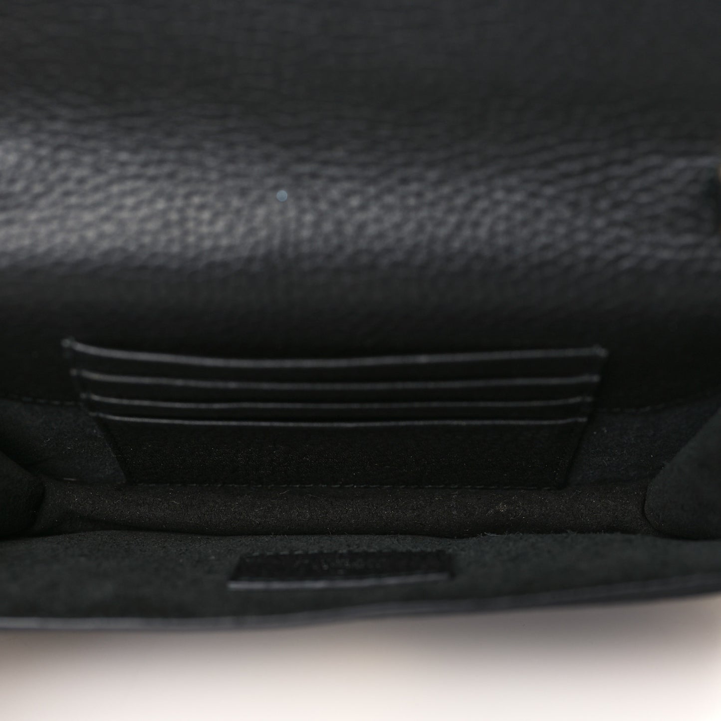 Pebbled Calfskin Rockstud Envelope Wallet on Chain Black