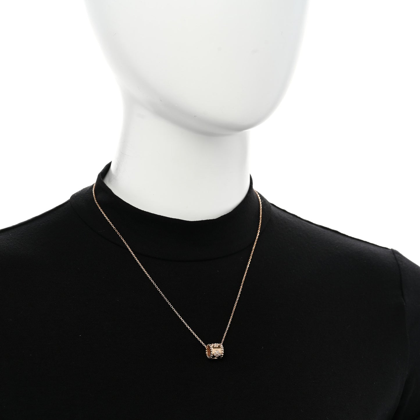 18K Rose Gold Diamond Small Perlee Clovers Pendant Necklace