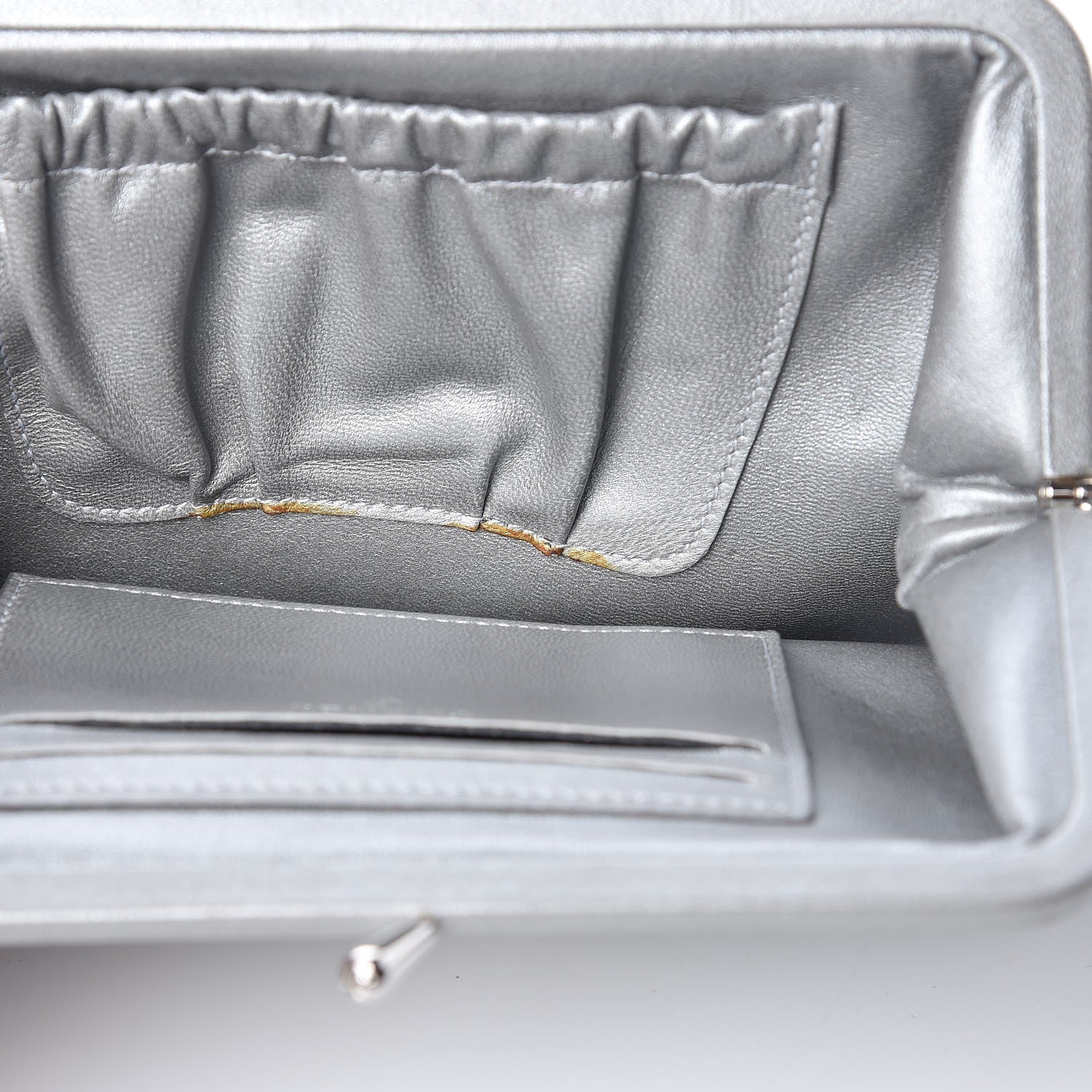 Chanel Lambskin CC Kiss Lock Evening Clutch Grey 9 of 10