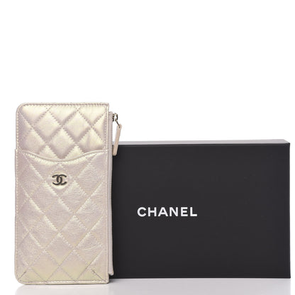 Chanel Iridescent Lambskin Quilted Classic Flat Wallet Pouch Ivory 8 of 8