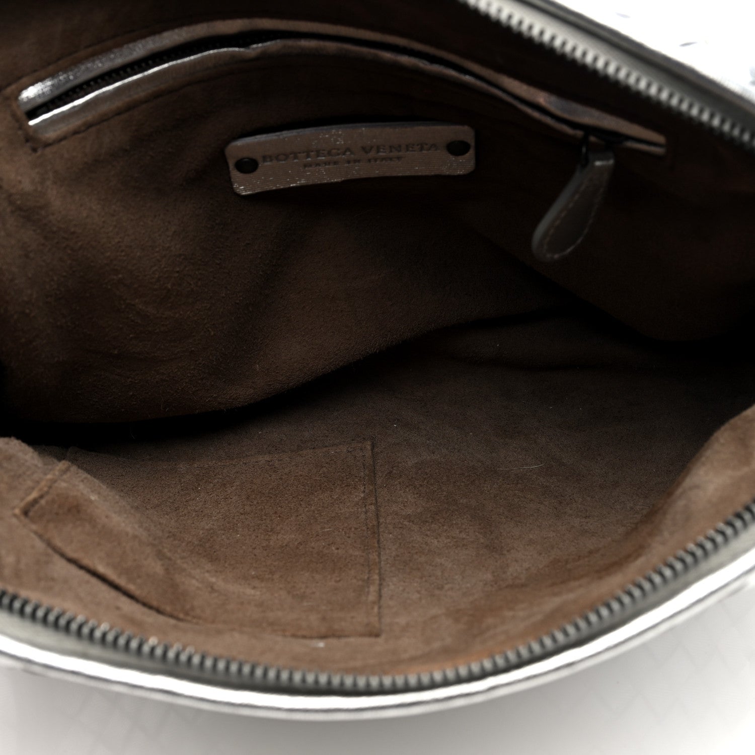 Bottega Veneta Metallic Nappa Intrecciato Nodini Crossbody Messenger Silver 5 of 9