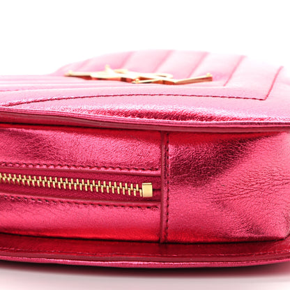 Saint Laurent Metallic Calfskin Matelasse Chevron Monogram Small Love Heart Chain Bag Red 9 of 14