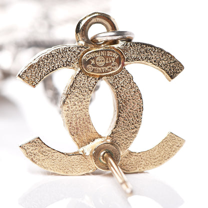 Chanel Baguette Crystal Moon CC Dangle Earrings Gold Silver 4 of 4