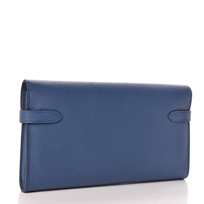 Hermes Epsom Kelly Longue Wallet Bleu Agate 3 of 7
