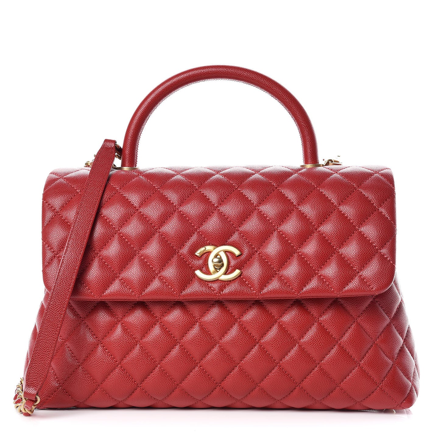 Caviar Quilted Medium Coco Handle Flap Red