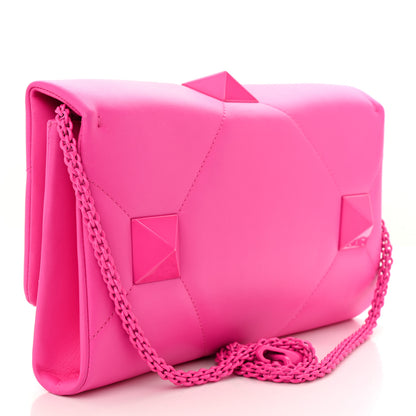Valentino Garavani Nappa Lacquer Monochrome Roman Stud Wallet On Chain Pink PP 3 of 11