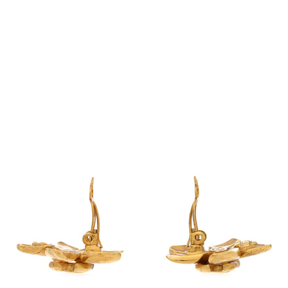 Chanel Metal Flower CC Clip On Earrings Gold 3 of 5