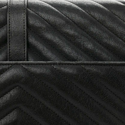 Saint Laurent Sheepskin Matelasse Chevron Monogram Large College Satchel Black 14 of 17