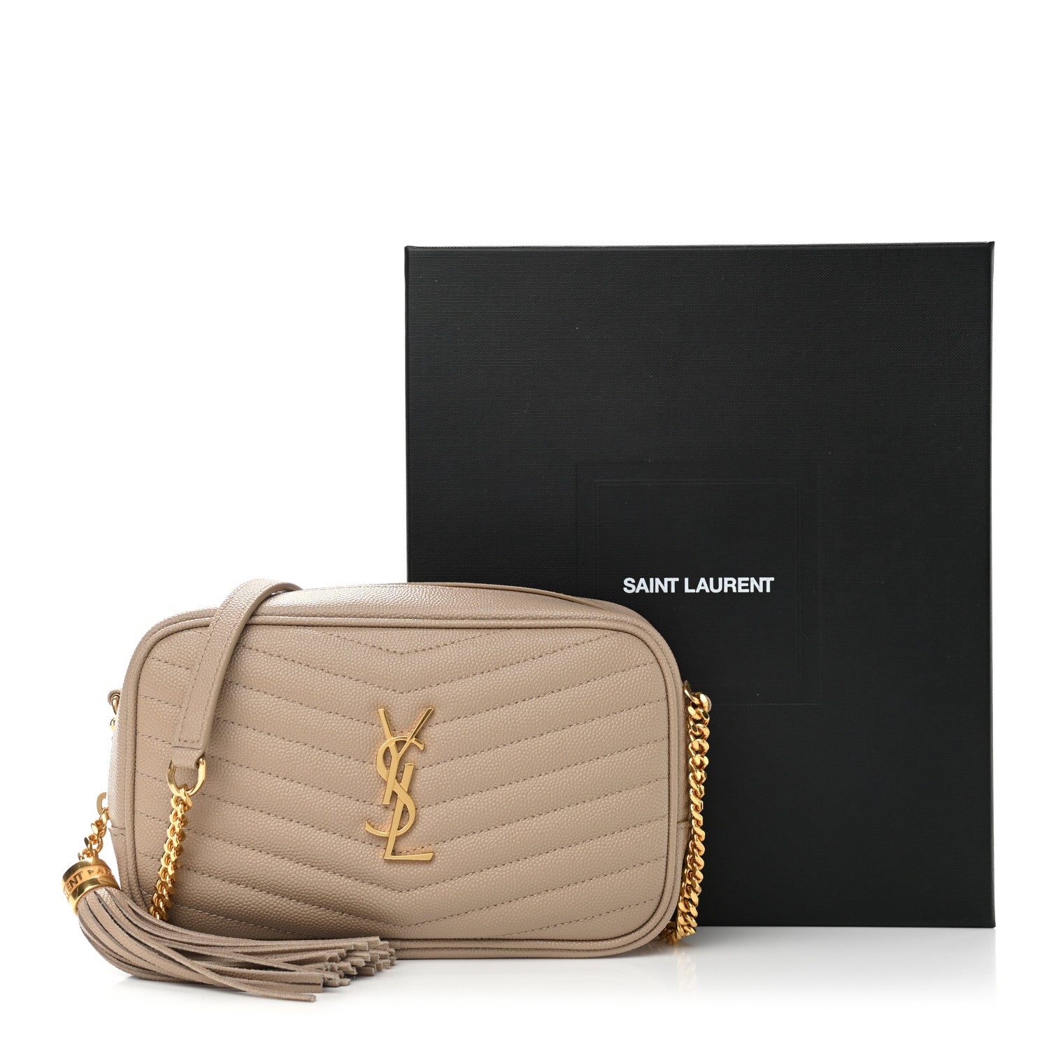Saint Laurent Grain De Poudre Matelasse Monogram Mini Lou Camera Bag Dark Beige 12 of 12