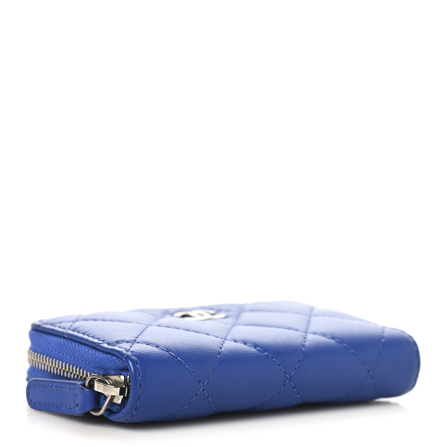 Chanel Lambskin Quilted Zip Coin Purse Blue 4 of 7