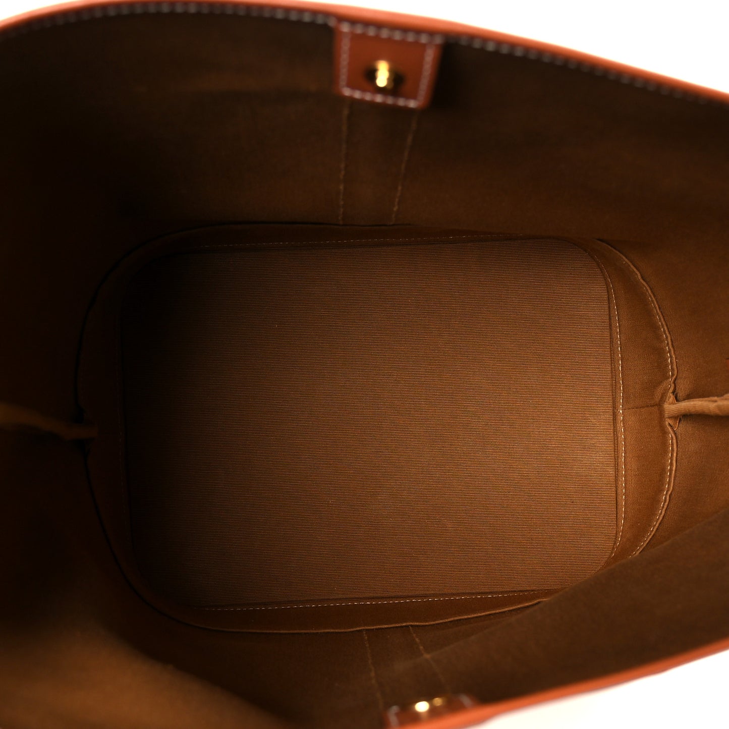 Triomphe Canvas Calfskin Medium Bucket Bag Tan