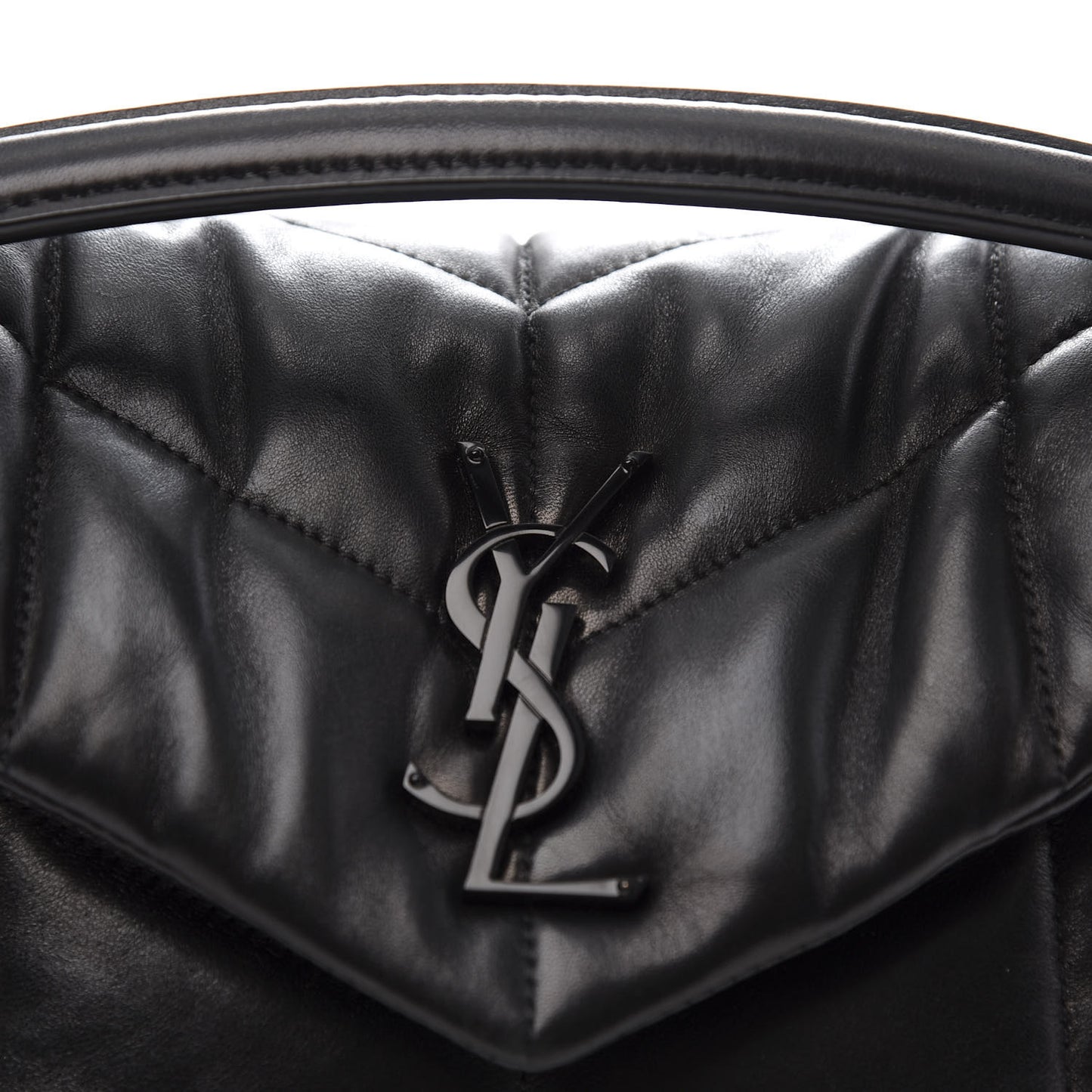 Lambskin Quilted Small Loulou Puffer Monogram Chain Satchel Black