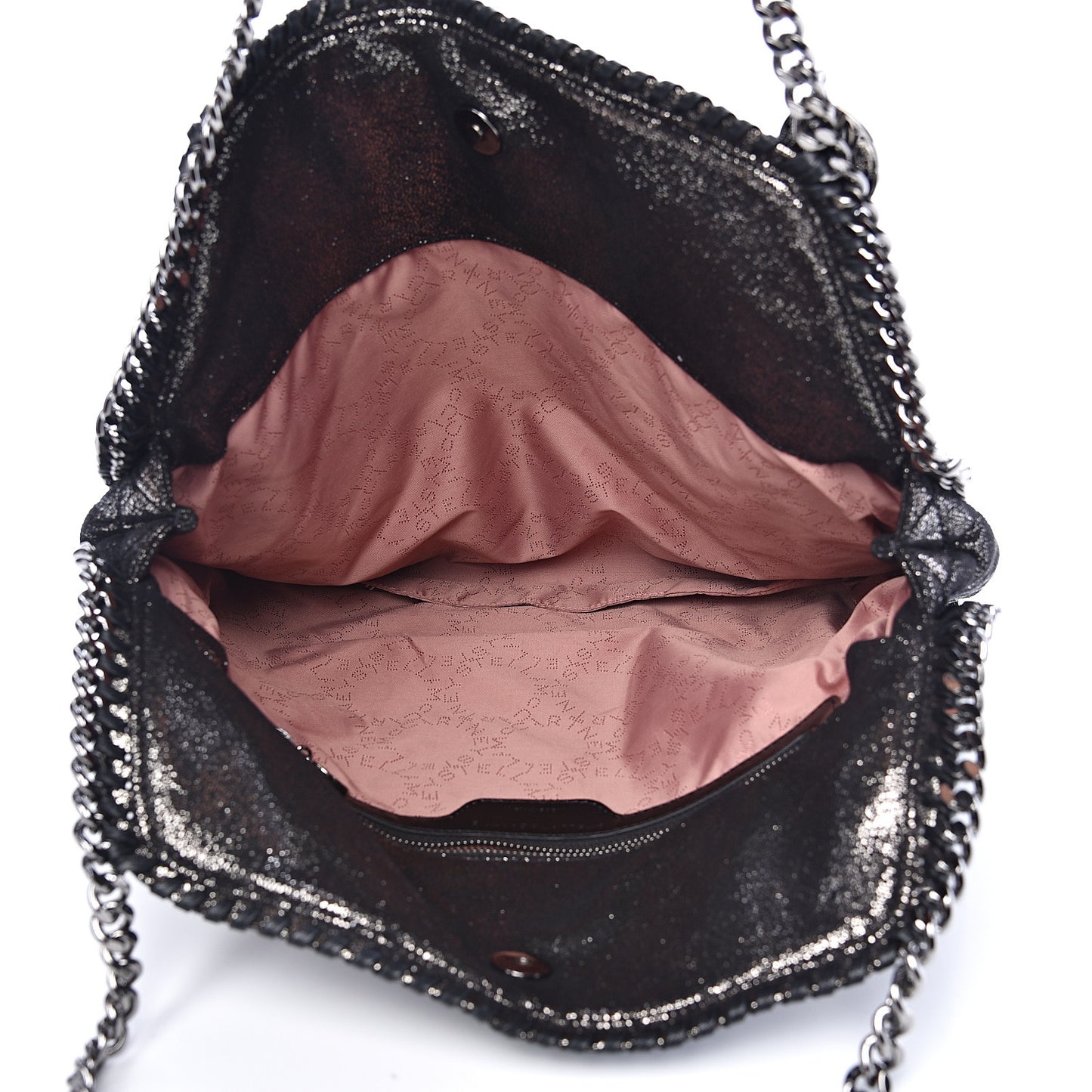 Chamois Shiny Dotted Quilted Small Falabella Tote Ruthenium