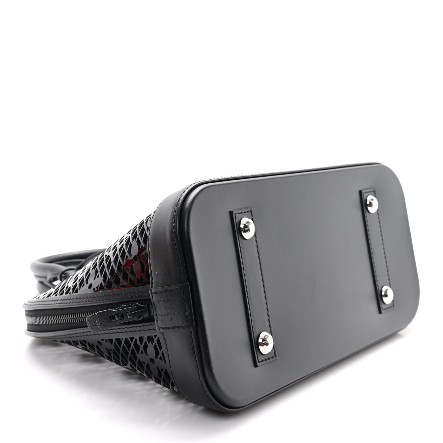 Patent Calfskin Laced Monogram Alma PM Black
