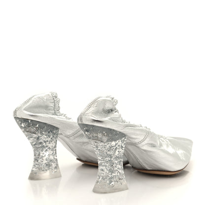 Bottega Veneta Metallic Crushed Nappa Glitter Plexiglass Almond Pumps 37 Silver 4 of 7