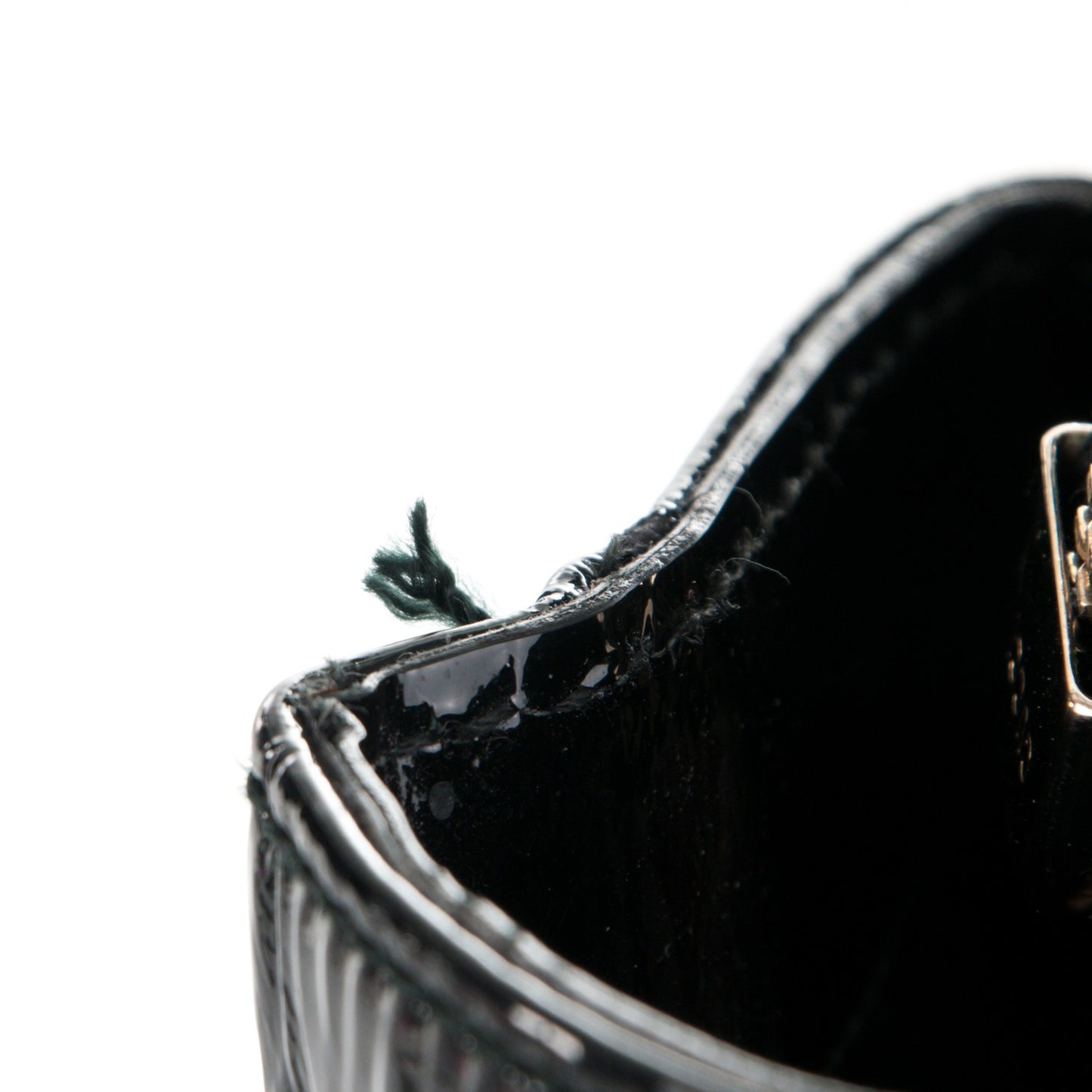 Patent Large D Gold Tote Black