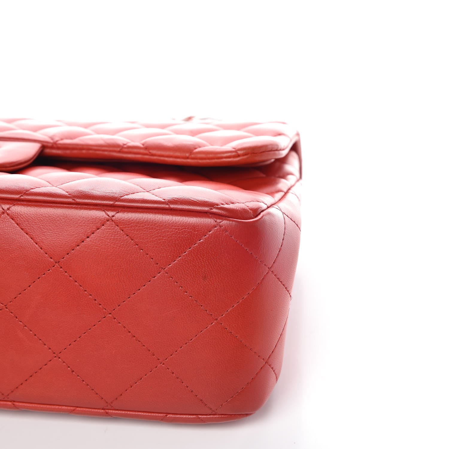 Chanel Lambskin Quilted Jumbo Double Flap Red 13 of 13