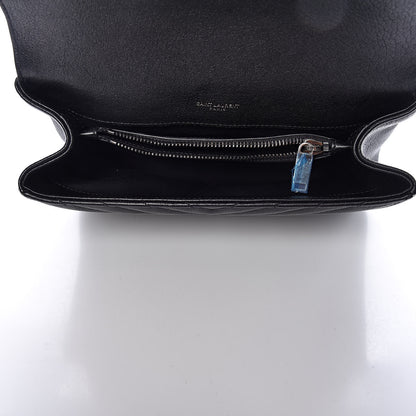 Saint Laurent Sheepskin Matelasse Chevron Monogram Medium College Bag Black 5 of 11