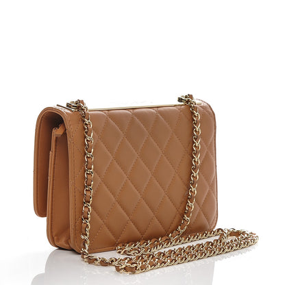 Chanel Lambskin Quilted Trendy CC Wallet On Chain WOC Camel 3 of 10
