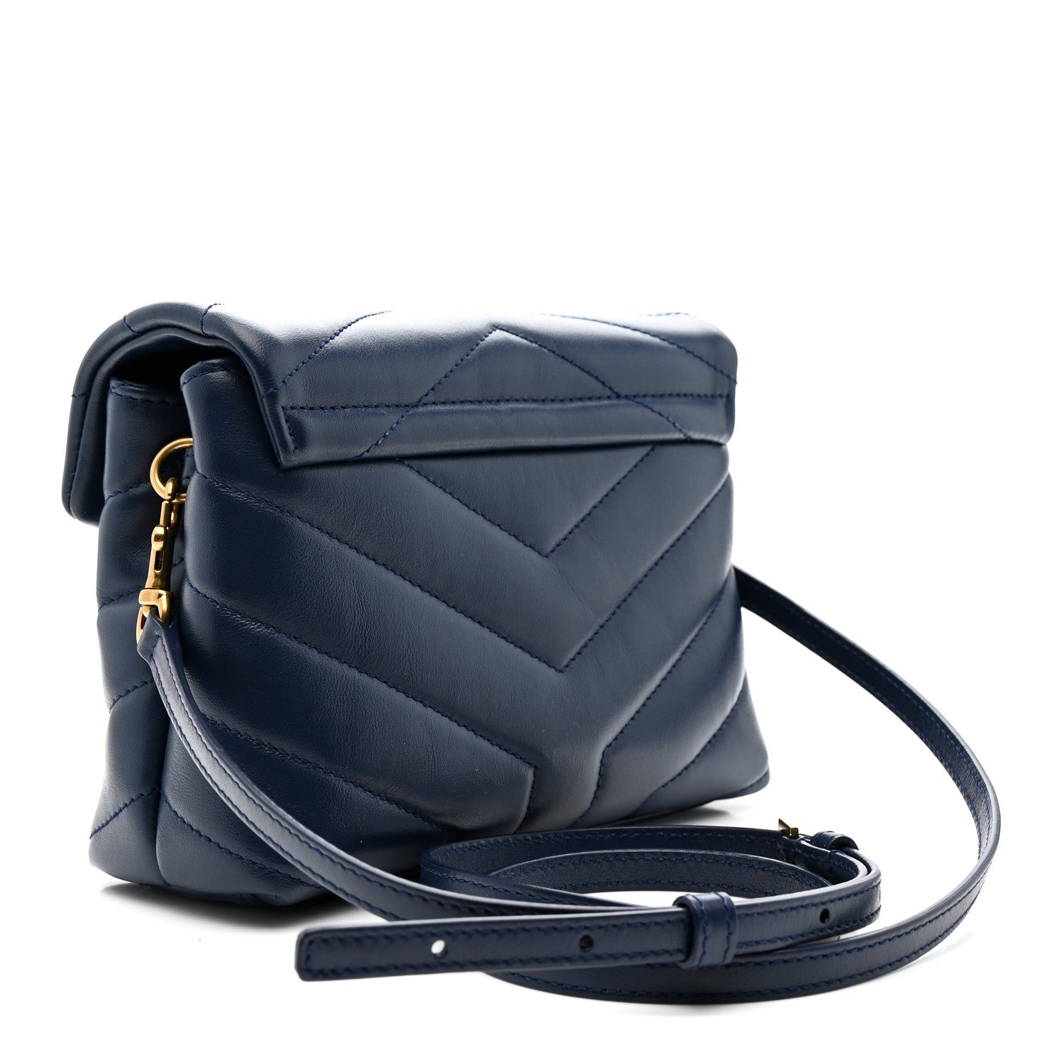 Saint Laurent Calfskin Y Quilted Monogram Toy Loulou Crossbody Bag Blue Charron 3 of 12