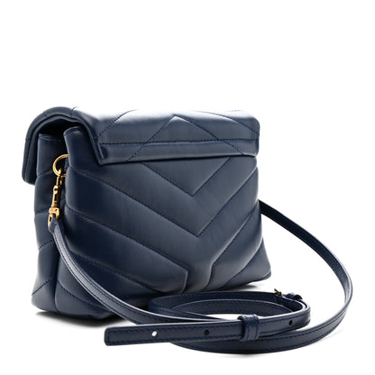 Saint Laurent Calfskin Y Quilted Monogram Toy Loulou Crossbody Bag Blue Charron 3 of 12