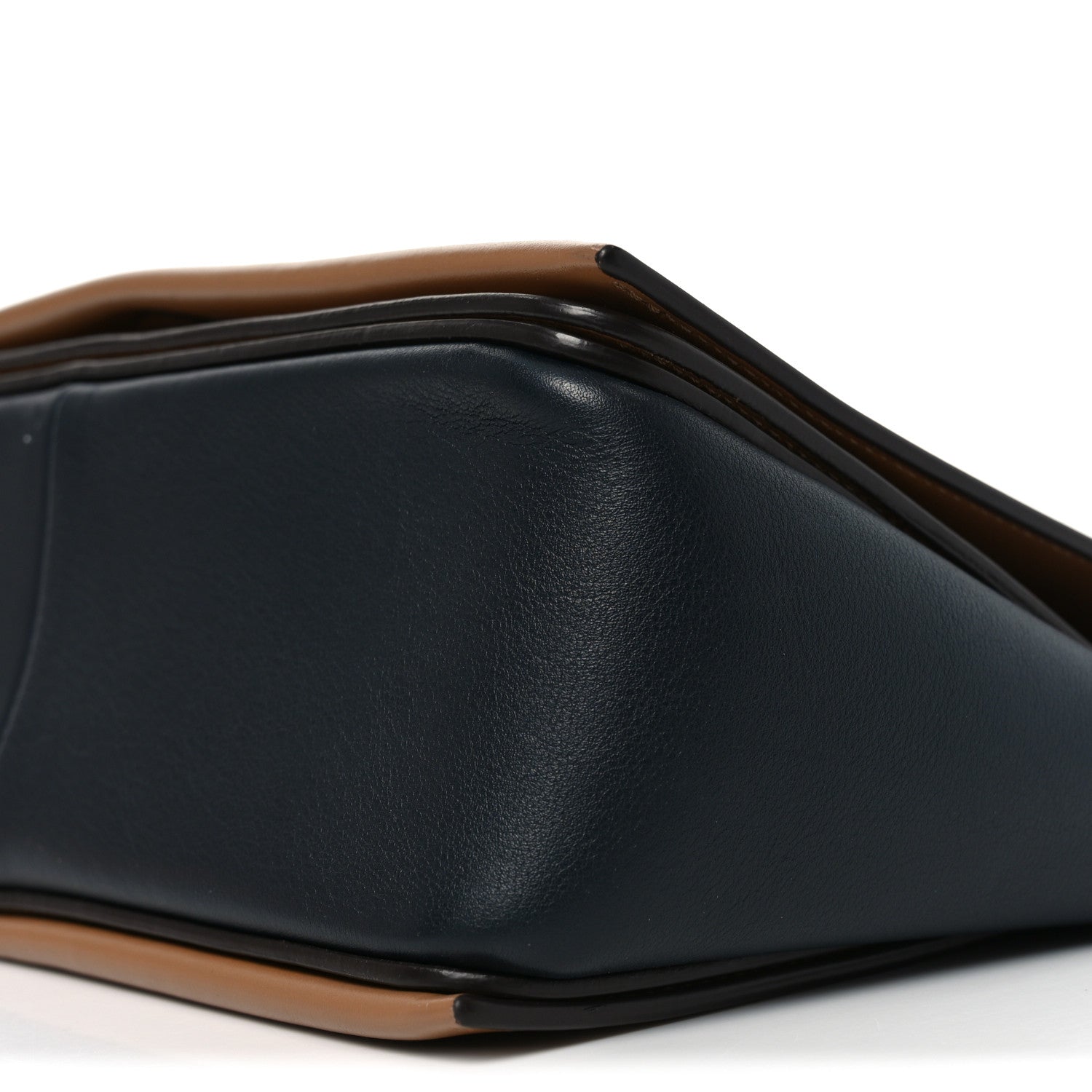 Celine Shiny Smooth Calfskin Medium Frame Shoulder Bag Tan Navy 9 of 9