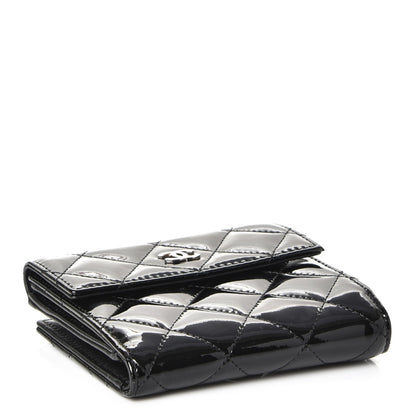 Chanel Patent Quilted Compact French Flap Wallet Black 4 of 9