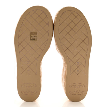 Chanel Lambskin Quilted Camelia CC Wedge Sandal Mules 41 Beige 6 of 9