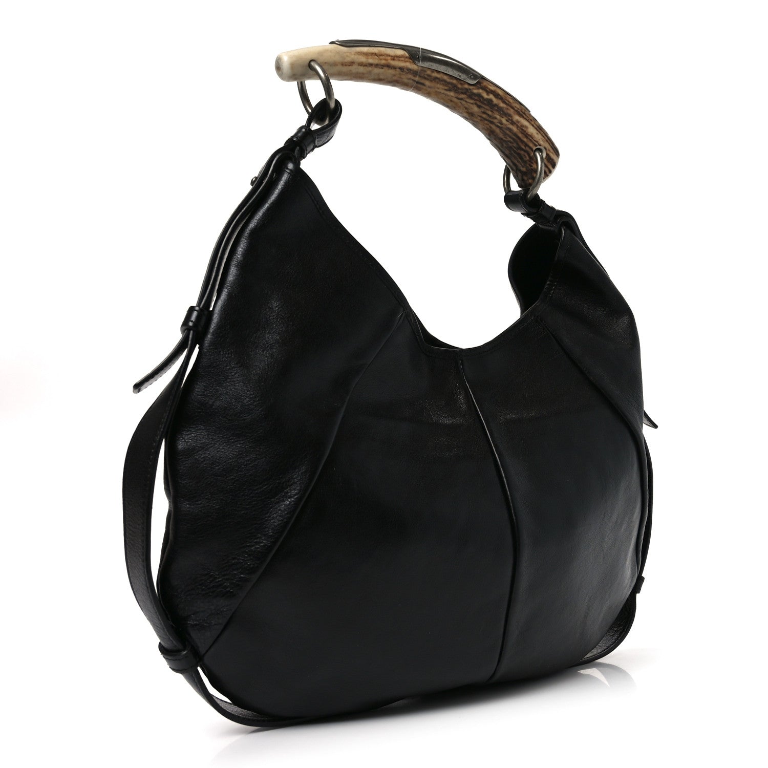 Saint Laurent Calfskin Buffalo Horn Mombasa Hobo Black 2 of 8